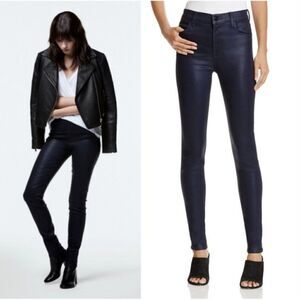 J BRAND Maria High Rise Skinny Jeans Womens 23 Coated Electric Navy NEW